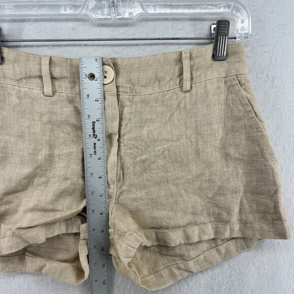 Haris Cotton Linen Shorts Womens XS Brown Mid Rise Chino Lightweight Summer Boho - Picture 4 of 8